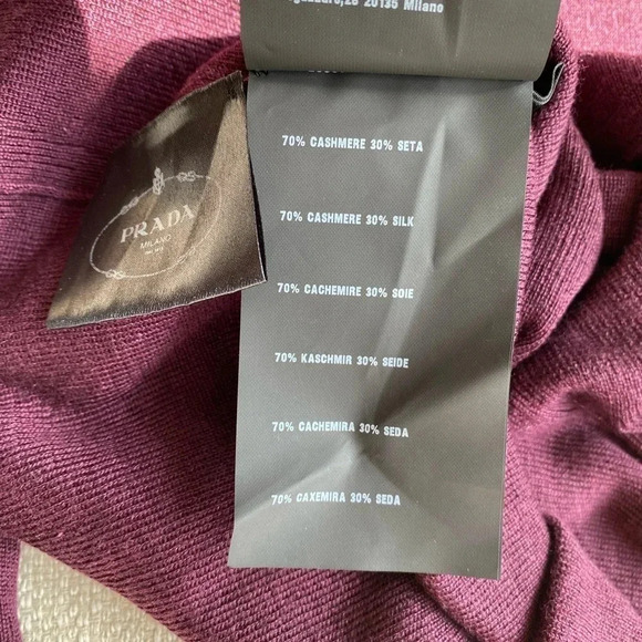 Prada Cashmere Sweater Women’s 40 Burgundy Scoop Neck Silk - Picture 7 of 9